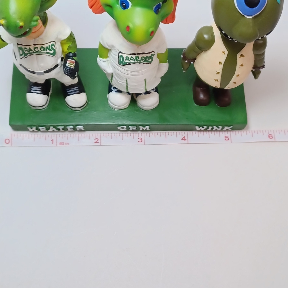 VTG Rare Dayton Dragons Baseball Triple Mascot Figurine Bobblehead Set - Picture 8 of 12